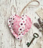 Handmade Lavender Scented Hanging Heart - Reversible Pink Patchwork & Blue Flora