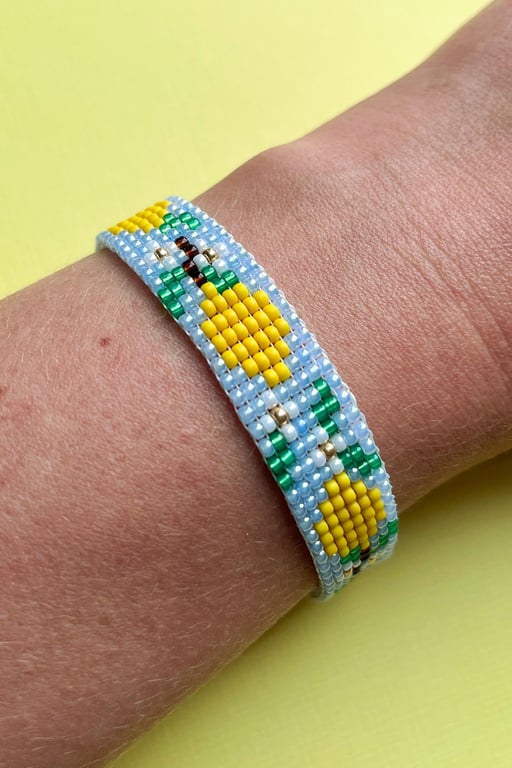 Lemon Beaded Bracelet - Handmade Miyuki Loom Jewellery - Sicily Inspired Gift