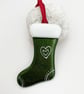Fused Glass Christmas Stocking Hanging Decoration (Green) - Image 1