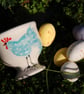 egg cup, blue chicken, hand painted ceramic - Image 3