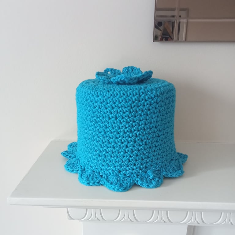 CROCHET Ocean Blue Toilet Roll Cover