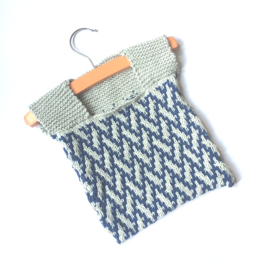 Navy Blue & Grey Cotton Peg Bag 