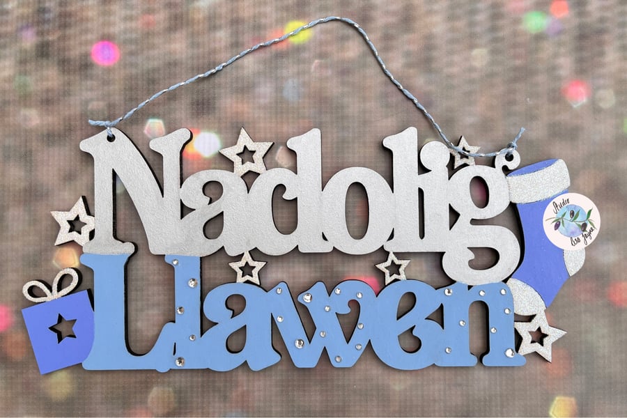 Nadolig Llawen Hanging Christmas Sign