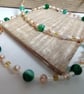 Green Agate Style Beaded Statement Necklace - Amber & Champagne Rondelle Glass - Image 6