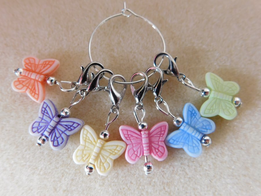Crochet Stitch  Markers Butterflies Butterfly set of 6