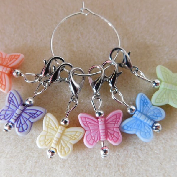 Crochet Stitch  Markers Butterflies Butterfly set of 6