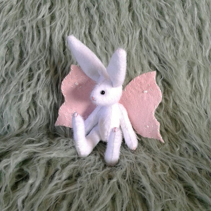 Magical Winter Fairy Hare, hand sewn jointed collectable heirloom for Christmas.