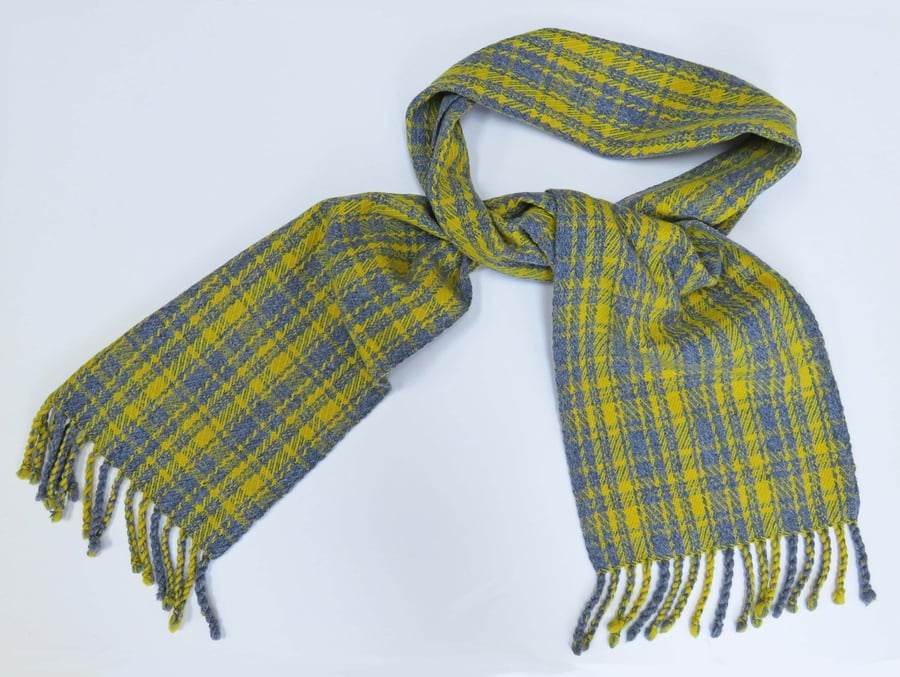 Long yellow tartan scarf