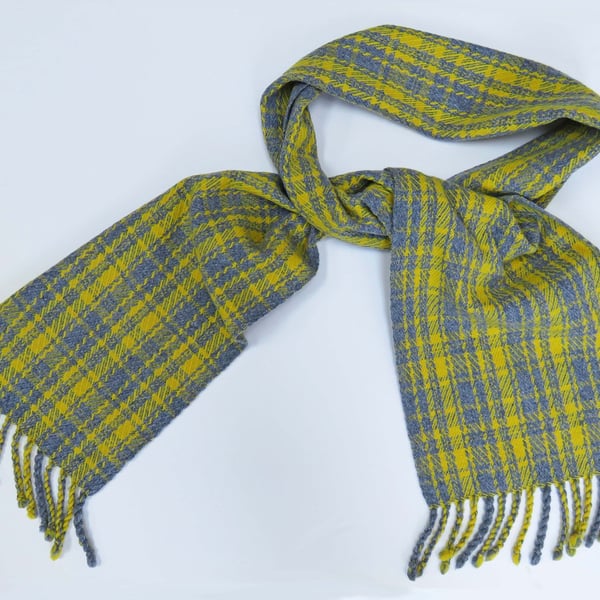 Long yellow tartan scarf