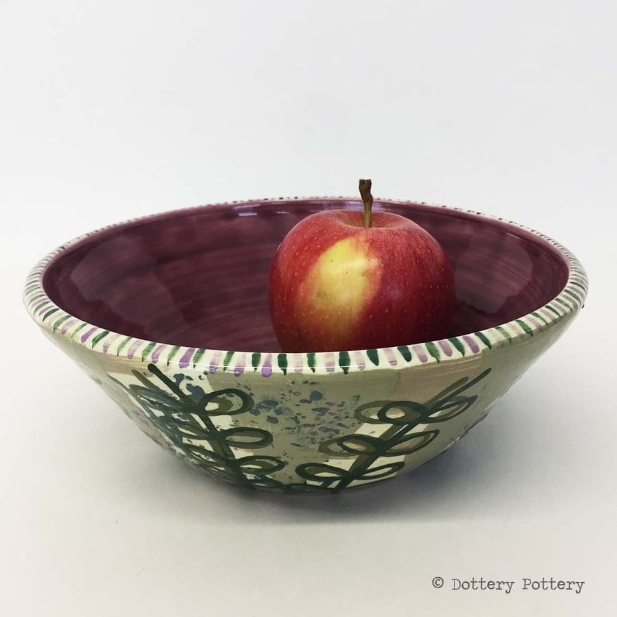 30% OFF Handthrown ceramic bowl bold leaf design pottery bowl studio pottery