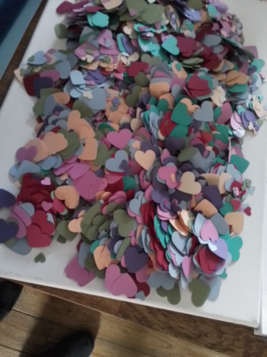 Hearts. Craft materials. hand punched hearts.  Table confetti Ref 368