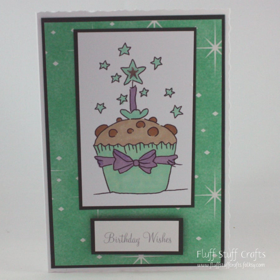 Green cupcake birthday card
