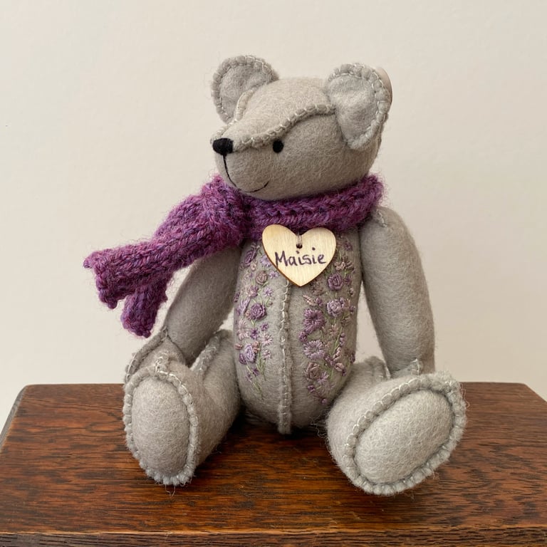 Hand sewn artist teddy bear, collectable one of a kind cute teddy