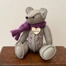 Hand sewn artist teddy bear, collectable one of a kind cute teddy