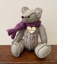Hand sewn artist teddy bear, collectable one of a kind cute teddy