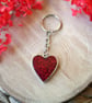 Sparkly Red Heart Keyring - Silver Edition