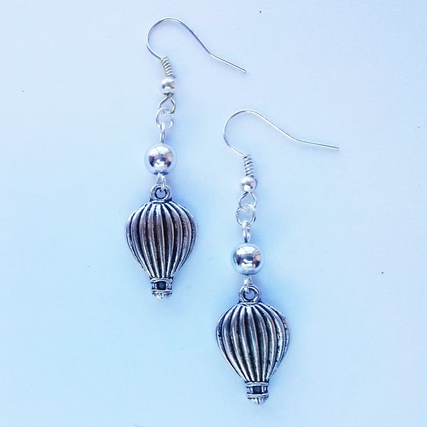 Hot Air Balloon Silver Plate Earrings