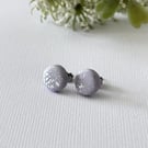 Lilac and Silver Polymer Clay Stud Earrings