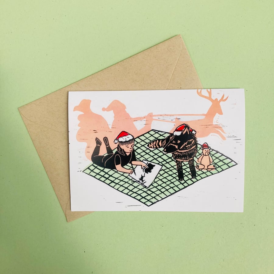 Writing to Santa Christmas card