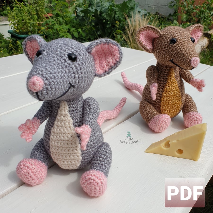 Roscoe the Rat Crochet Pattern, Rat Amigurumi Pattern