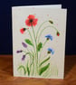 Wildflowers - poppies, cornflower, lavender. Watercolour greeting card - Image 1