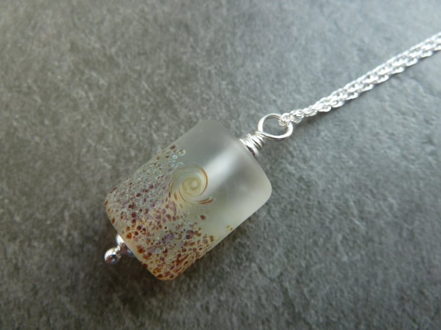 sterling silver chain, lampwork glass pendant