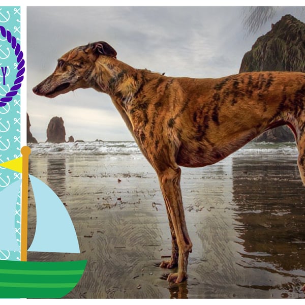 Happy Birthday Greyhound by The Sea Card A5