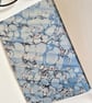 Dark Blue Leather Notebook or Journal, lined with a blue and grey marble paper - Image 5
