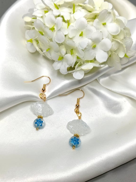 Hand Carve Glass Earrings