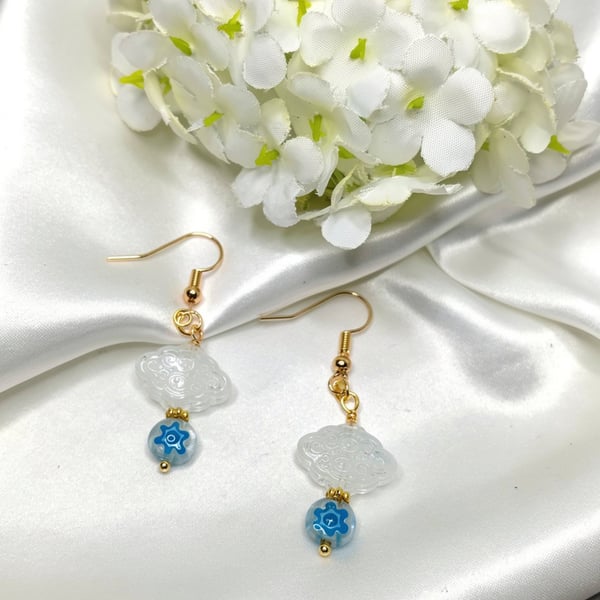 Hand Carve Glass Earrings