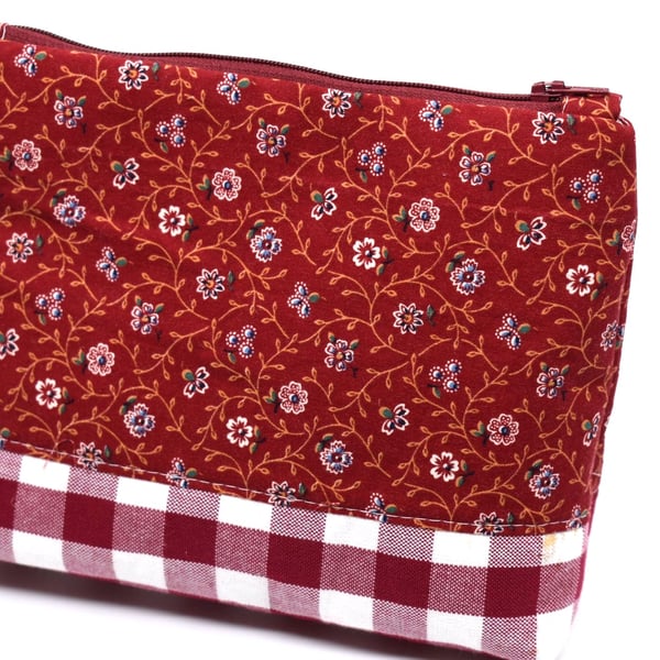 Pretty red and white makeup pouch purse or gadget bag. Perfect size for handbag.