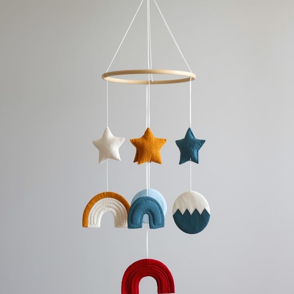 DIY Baby Mobile Kit - Nordic Style Rainbows and Stars for Boy