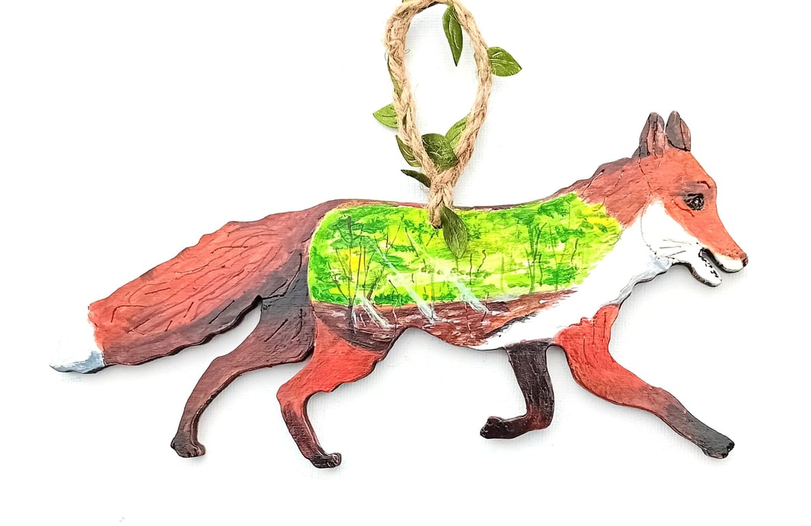 The Beechwood Fox hand painted on wood