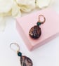 FREE P&P Brown shimmery smoke topaz glass earrings with gold filled ear wires - Image 1