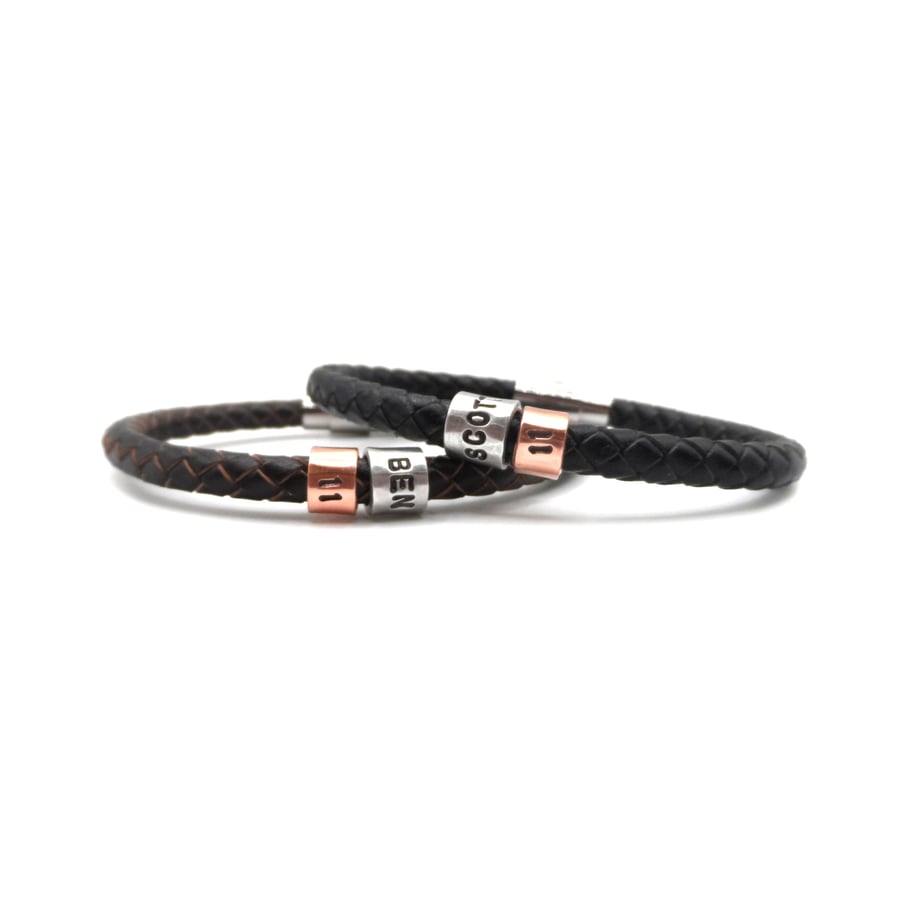 11th Birthday Gift - Personalised Leather Bracelet - Son Brother Grandson Nephew