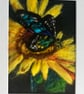 Butterfly on Sunflower needle felt wool painting 
