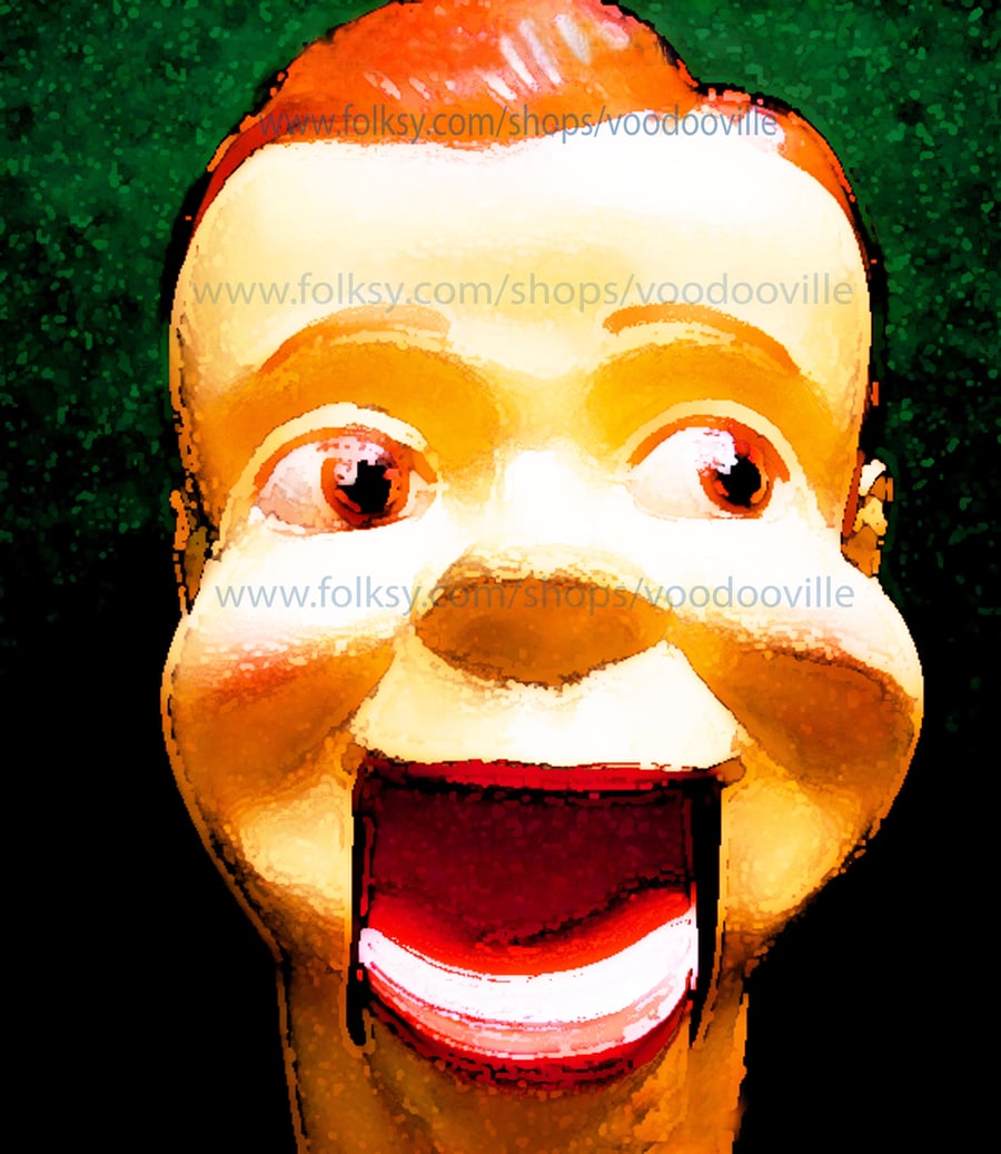 scary ventriloquist's dummy original art print with free shipping