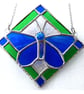 Butterfly Framed Stained Glass Suncatcher Blue Green Tile - Image 6