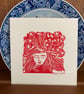 Mindfulness Moments - Small Lino Print in Red - Image 2