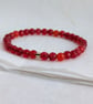 Red-orange faceted agate gemstone stretch bracelet  - Image 3