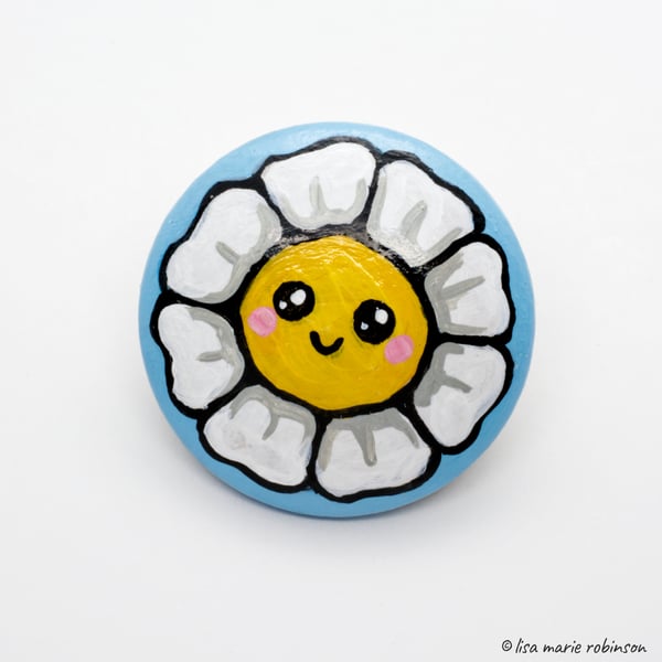 Happy Flower Kawaii Fridge Magnet - Handmade & Hand Painted