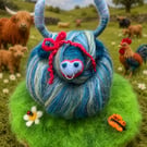 Needle Felted Colourful Highland Cow