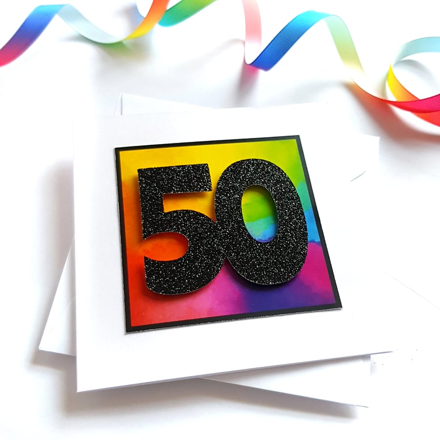 Age 50 - Rainbow 50th Birthday Card