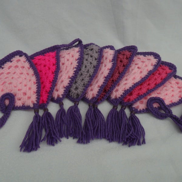 Bunting Purples and Pinks Crochet Bunting