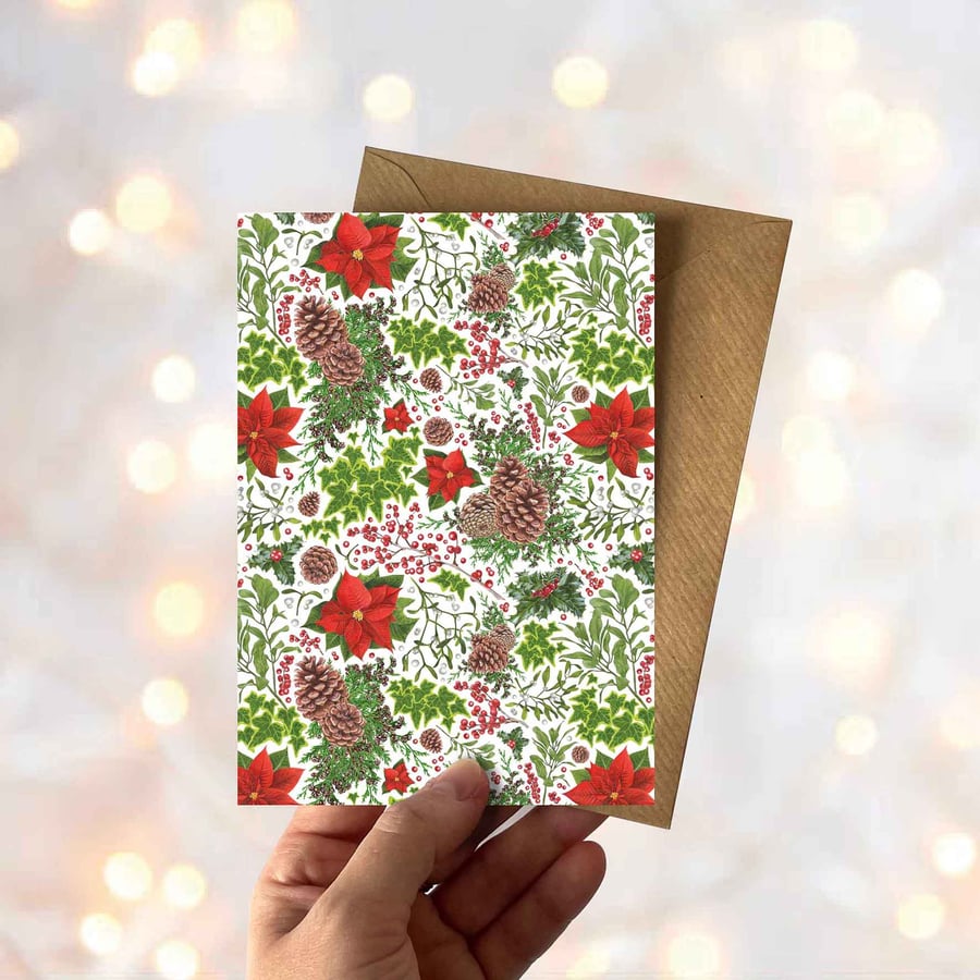 Under the Mistletoe Christmas Card With Kraft Envelope