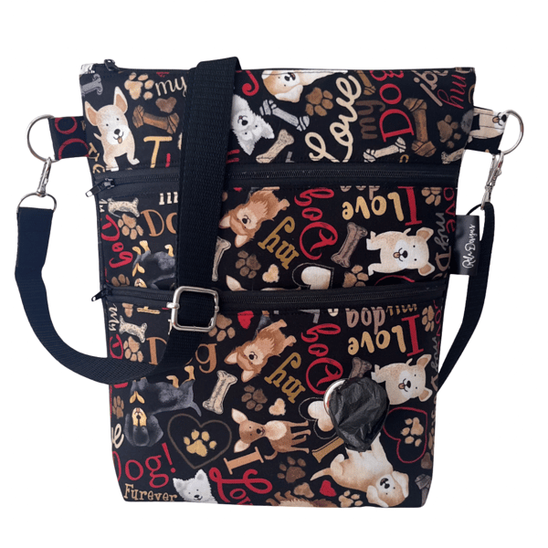 Dog walking bags I love my dog Brown 