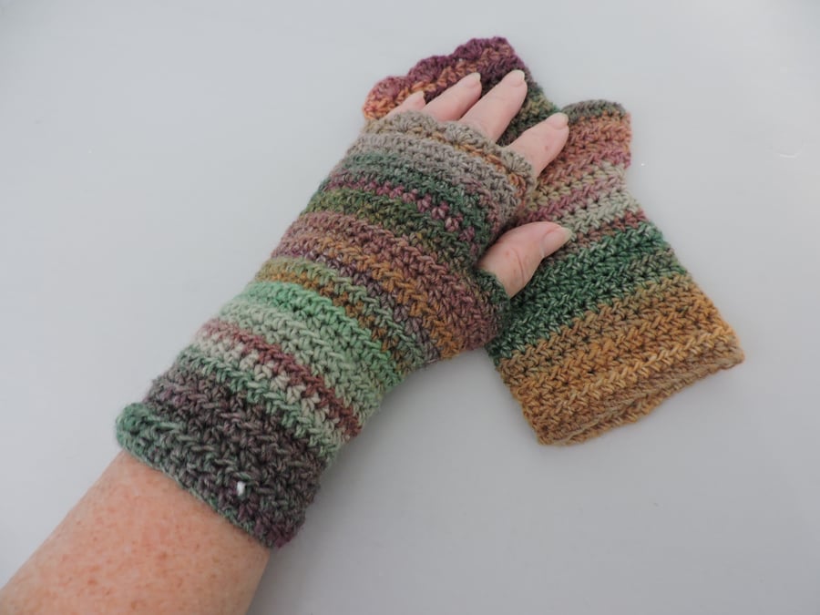 Fingerless Mitts   Autumn Earthy Colours