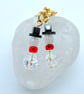 Snowman Gemstone & Gold Plate Earrings, Christmas Jewellery, Stocking Fillers - Image 3