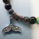 Natural Beaded Stretch Whale Tail bracelet 