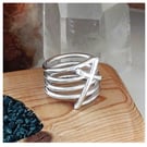 Multi band cross ring sterling silver